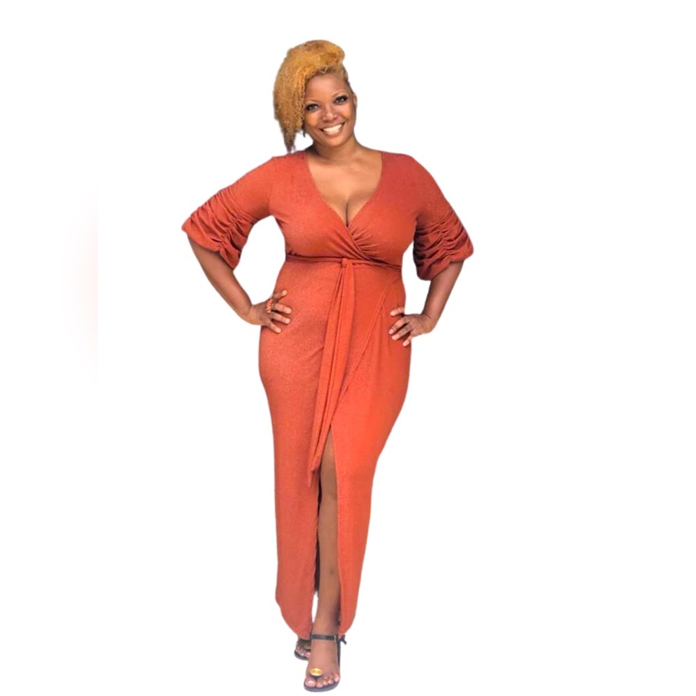 Dress, size XL, glitter detailed stretchy fabric; fits a 12-14. Oversize sleeves